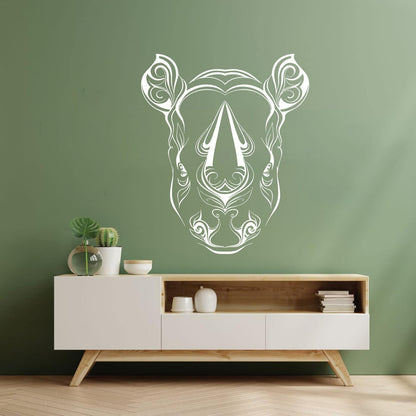 Vinyl Art Sticker Rhino Horn Head Patterns Flowers Leaves Animal Waterproof
