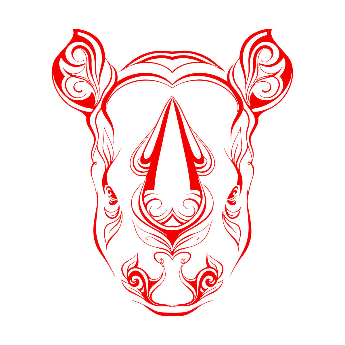 Vinyl Art Sticker Rhino Horn Head Patterns Flowers Leaves Animal Waterproof