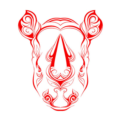 Vinyl Art Sticker Rhino Horn Head Patterns Flowers Leaves Animal Waterproof