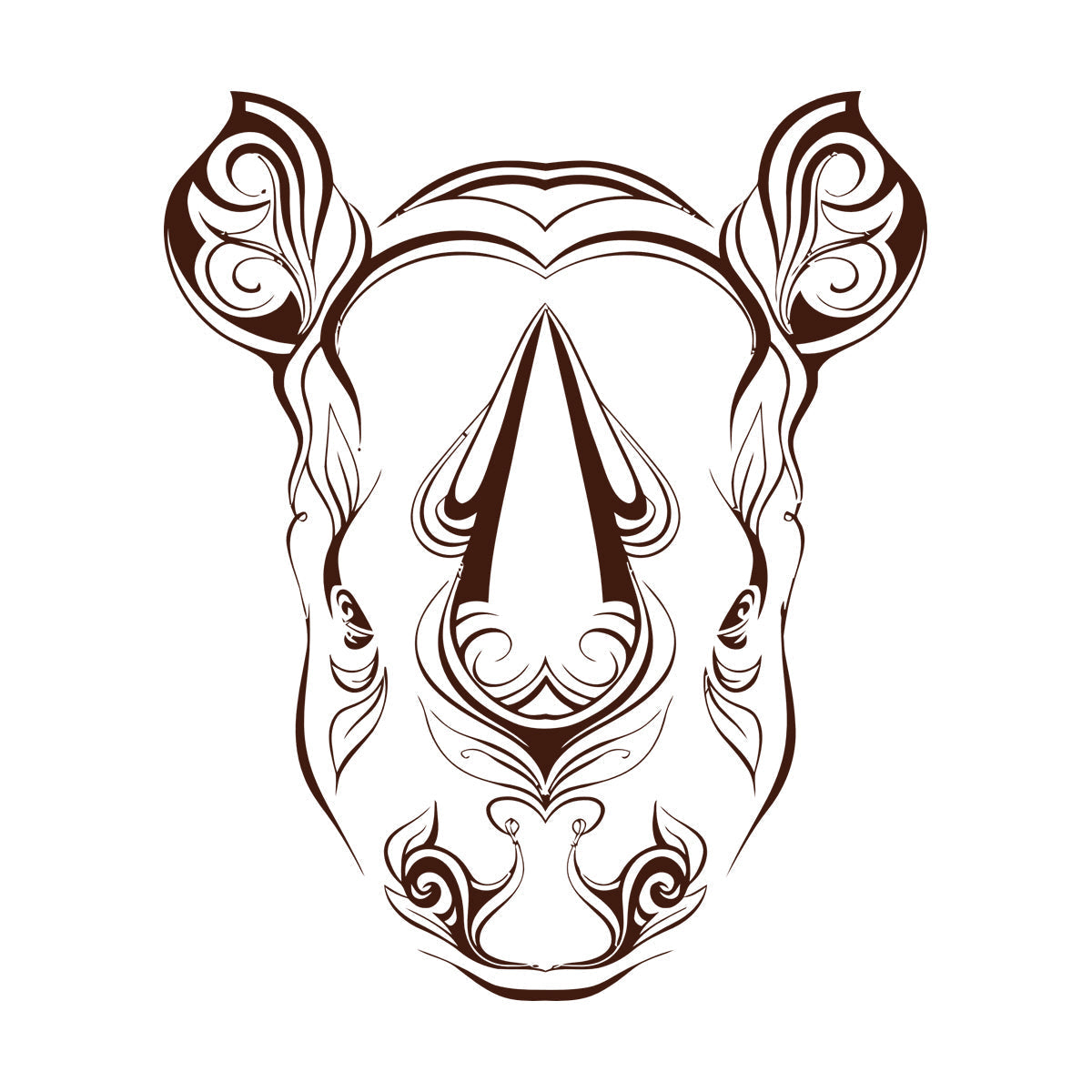 Vinyl Art Sticker Rhino Horn Head Patterns Flowers Leaves Animal Waterproof