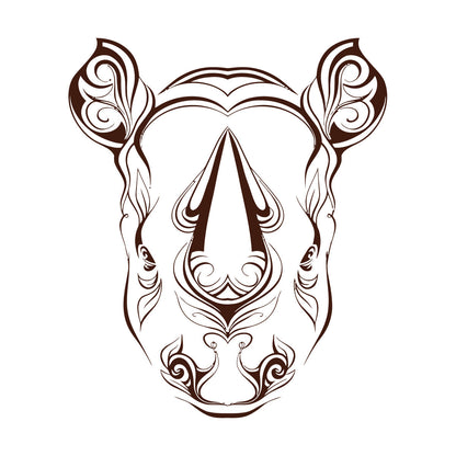 Vinyl Art Sticker Rhino Horn Head Patterns Flowers Leaves Animal Waterproof
