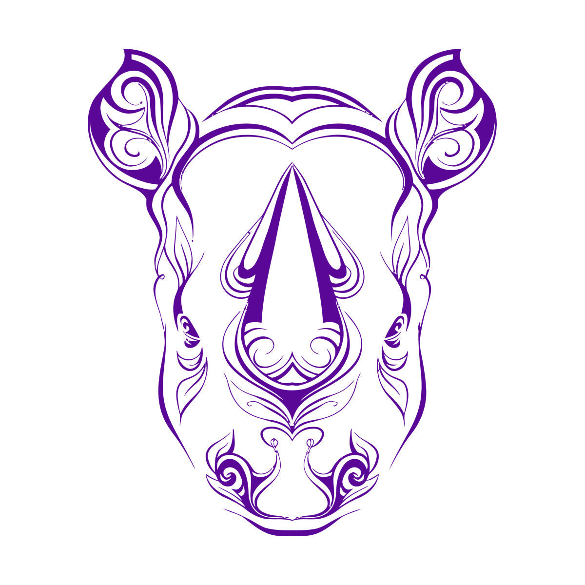 Vinyl Art Sticker Rhino Horn Head Patterns Flowers Leaves Animal Waterproof