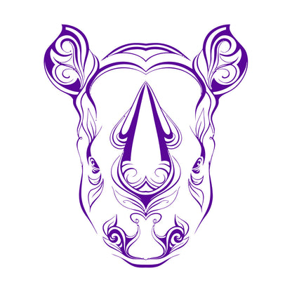 Vinyl Art Sticker Rhino Horn Head Patterns Flowers Leaves Animal Waterproof