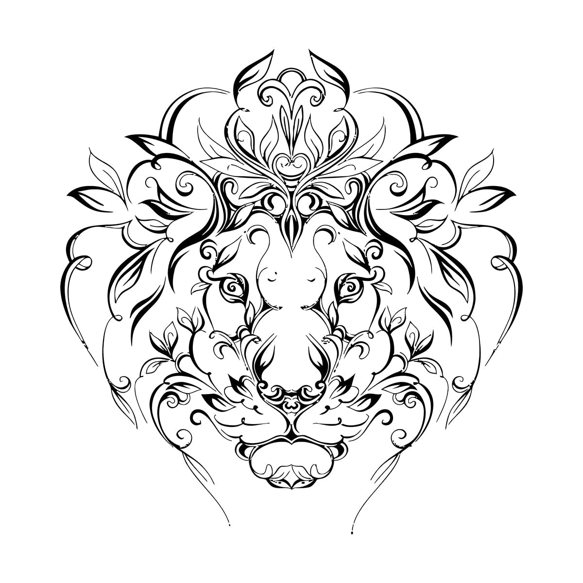 Engraving Stickers Lion King Predator Mane Patterns Flowers It Won'T Fall Off