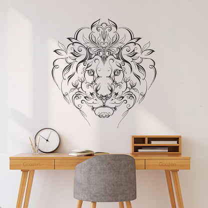 Engraving Stickers Lion King Predator Mane Patterns Flowers It Won'T Fall Off