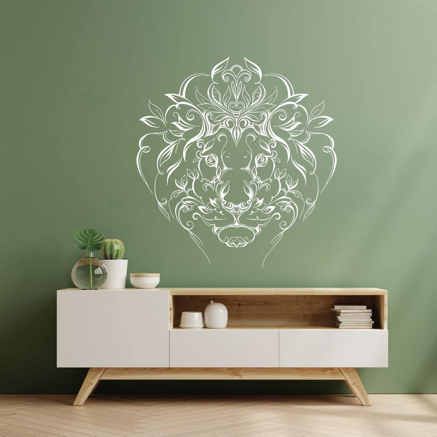 Engraving Stickers Lion King Predator Mane Patterns Flowers It Won'T Fall Off