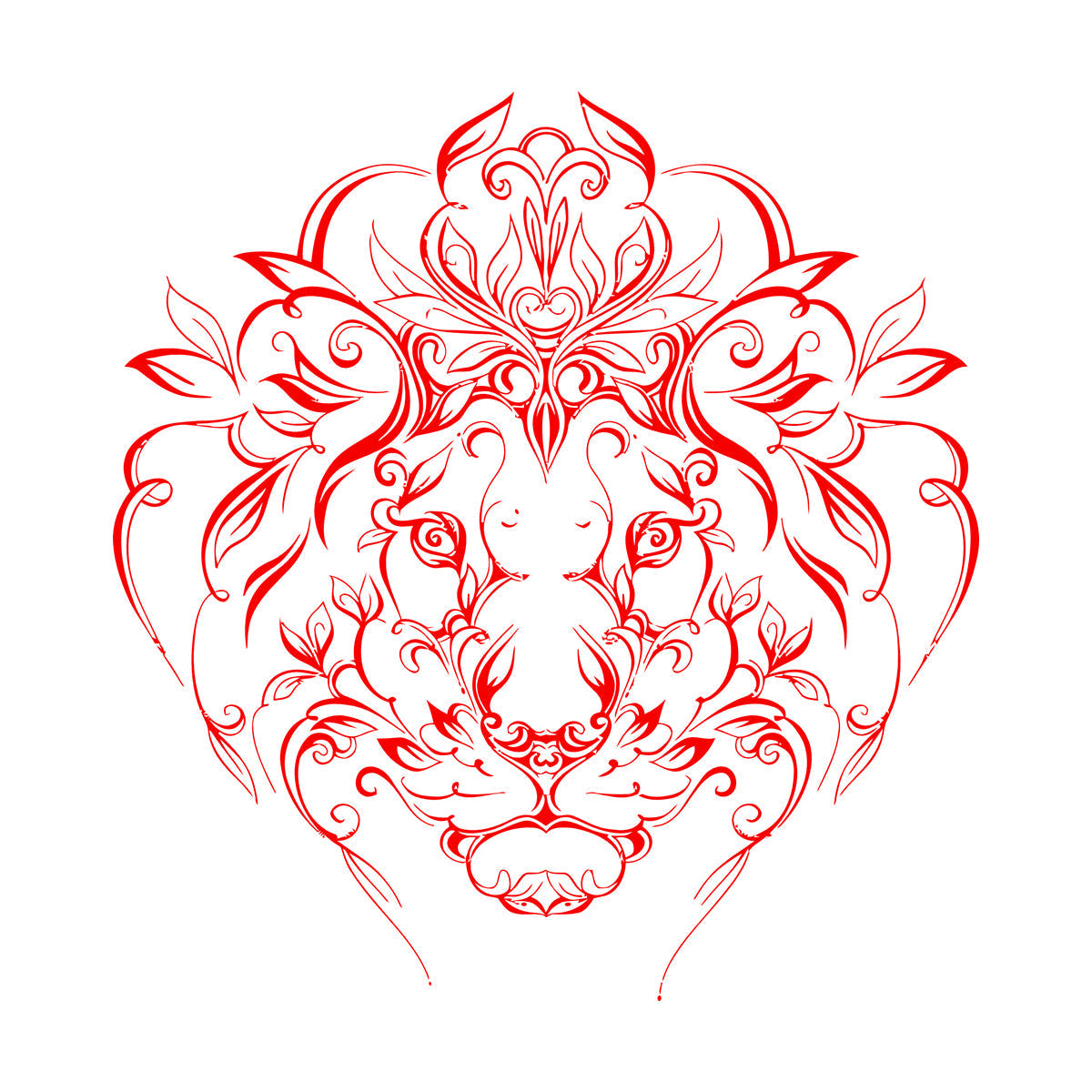 Engraving Stickers Lion King Predator Mane Patterns Flowers It Won'T Fall Off