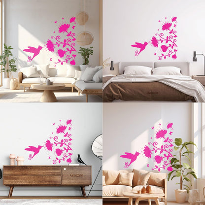 Beautiful Little Bird Colibri Miraculous Flowers Lettering Decals Personalized Customization