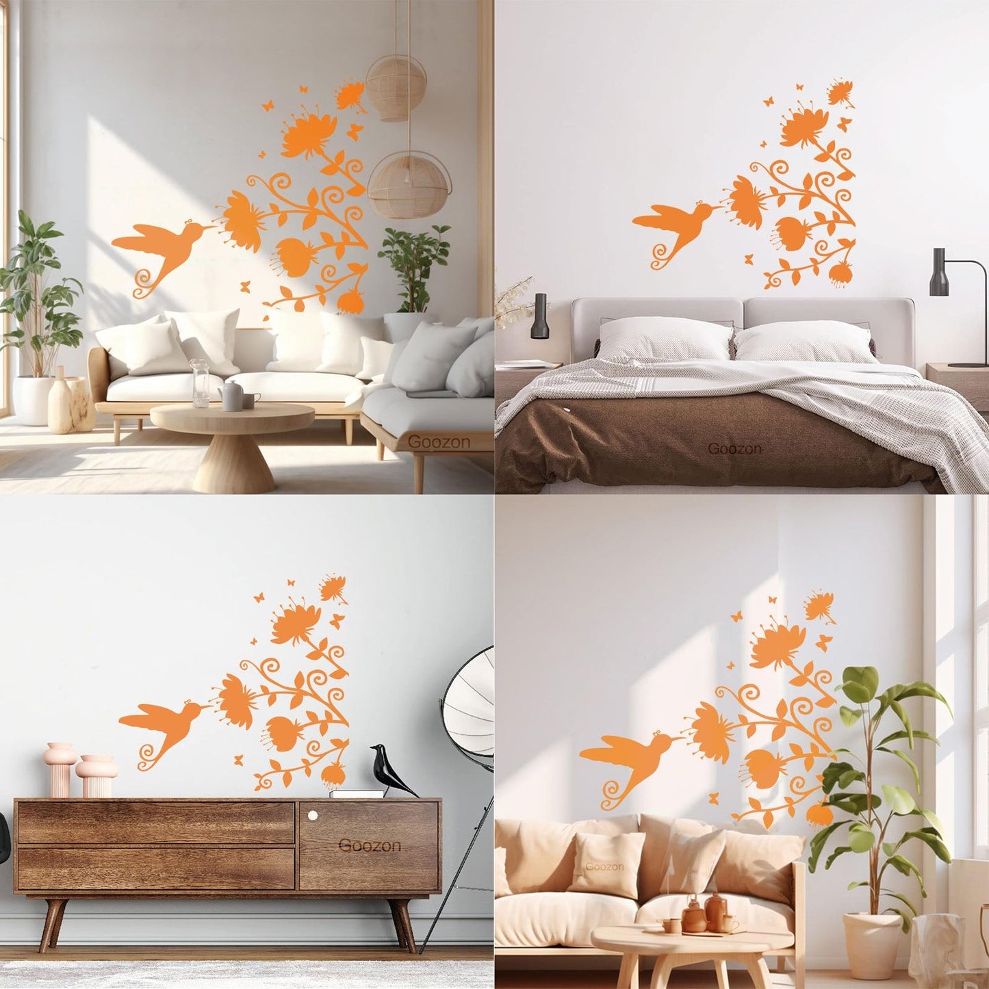 Beautiful Little Bird Colibri Miraculous Flowers Lettering Decals Personalized Customization