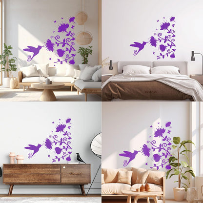 Beautiful Little Bird Colibri Miraculous Flowers Lettering Decals Personalized Customization