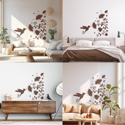 Beautiful Little Bird Colibri Miraculous Flowers Lettering Decals Personalized Customization