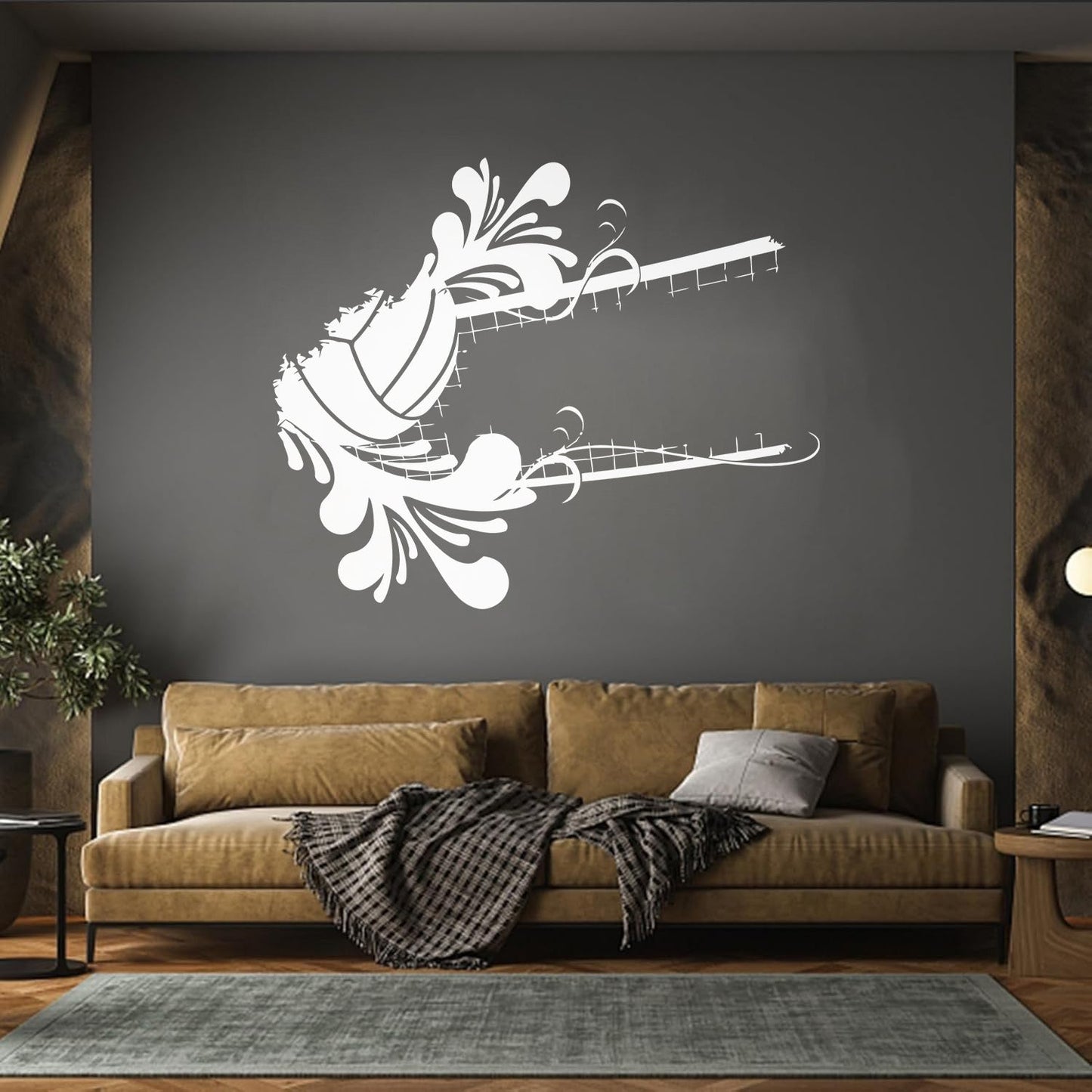 Wall Decals Pvc Volleyball Ball Grid Flowers Sport Stadium Game Can Modify And Add Information