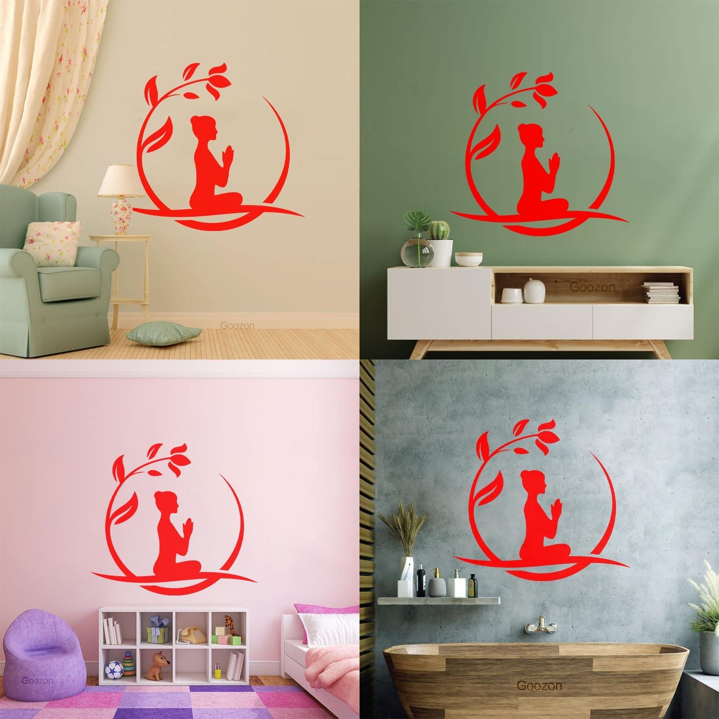 Lettering Stickers Yoga Relax Circle Flower Namaste Art Decoration