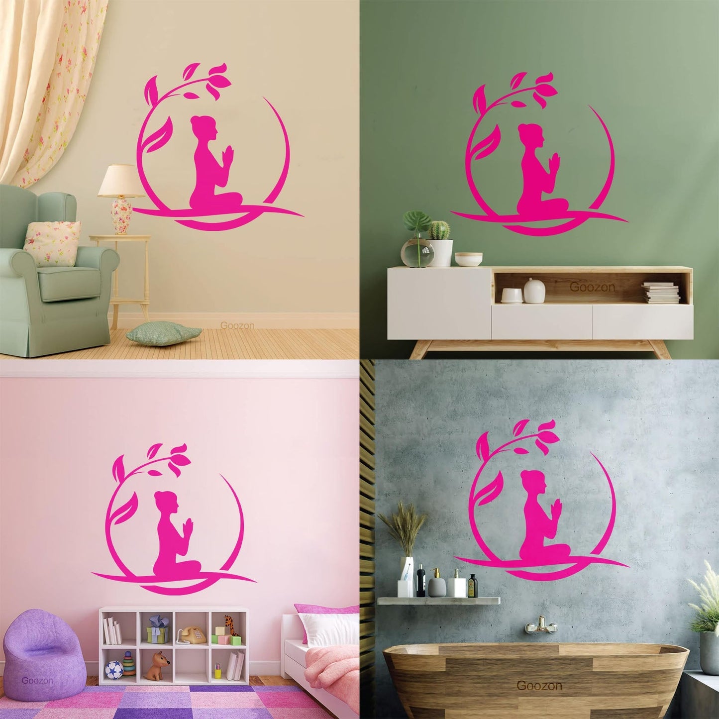 Lettering Stickers Yoga Relax Circle Flower Namaste Art Decoration