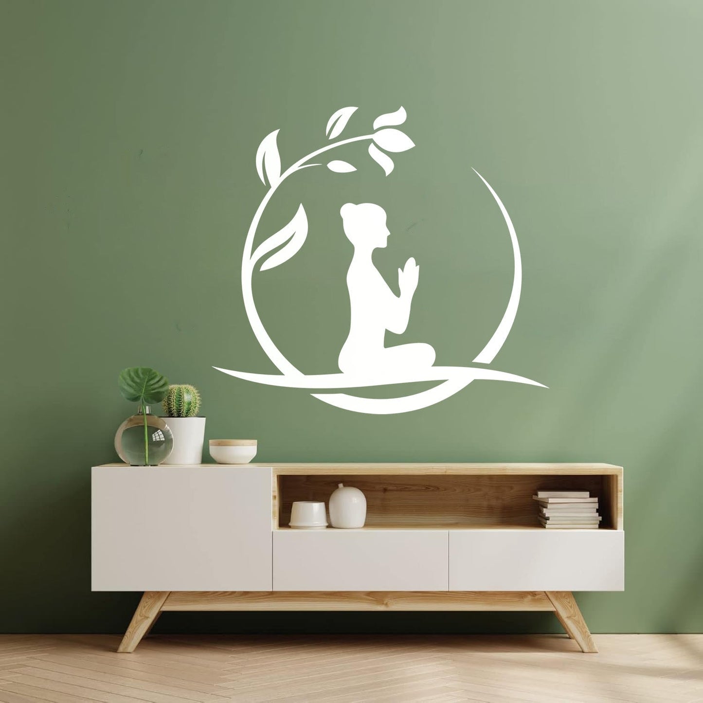 Lettering Stickers Yoga Relax Circle Flower Namaste Art Decoration