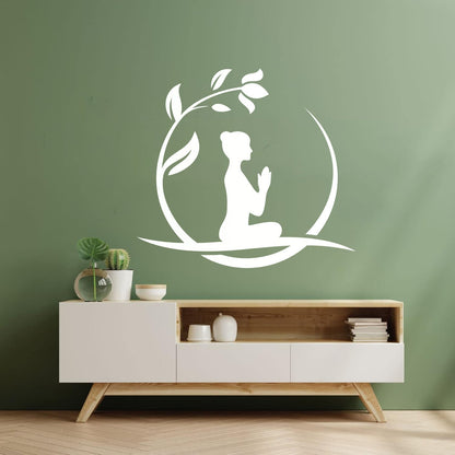Lettering Stickers Yoga Relax Circle Flower Namaste Art Decoration