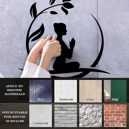 Lettering Stickers Yoga Relax Circle Flower Namaste Art Decoration