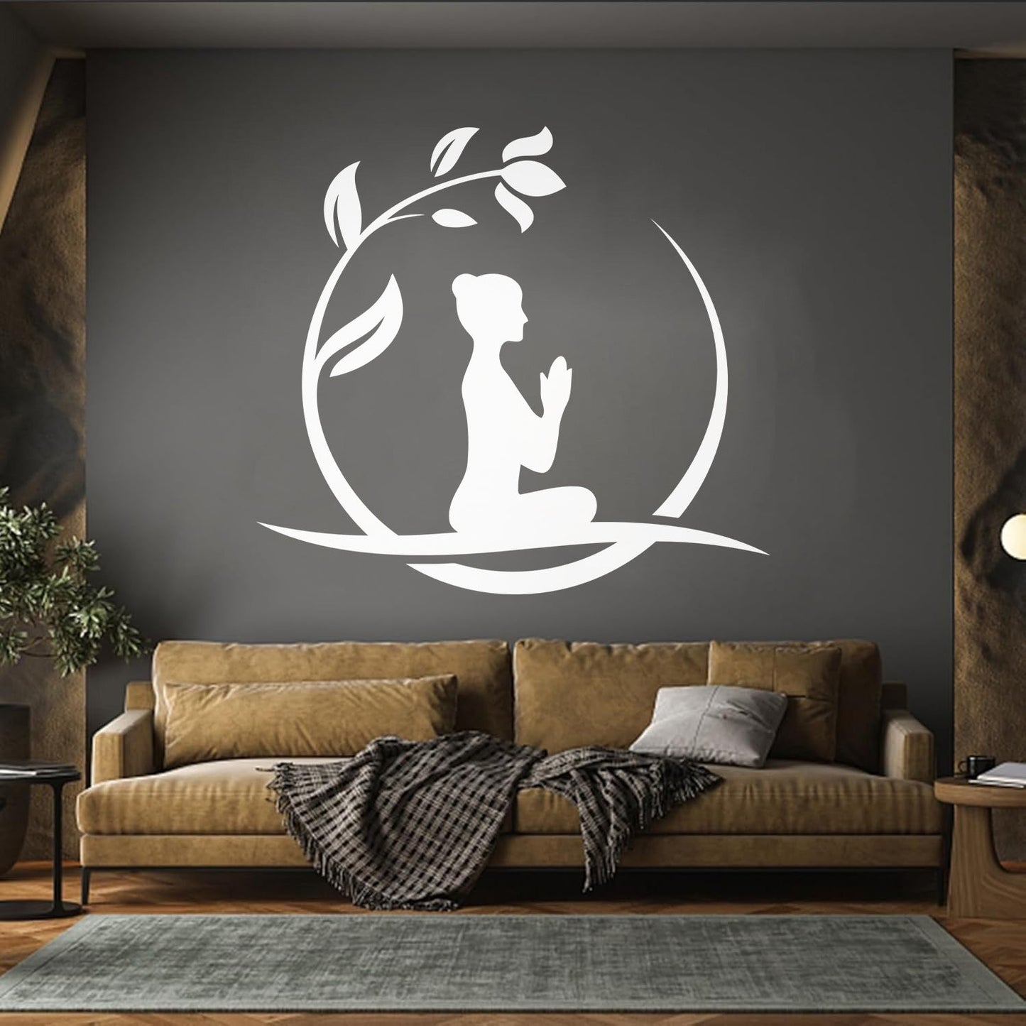 Lettering Stickers Yoga Relax Circle Flower Namaste Art Decoration