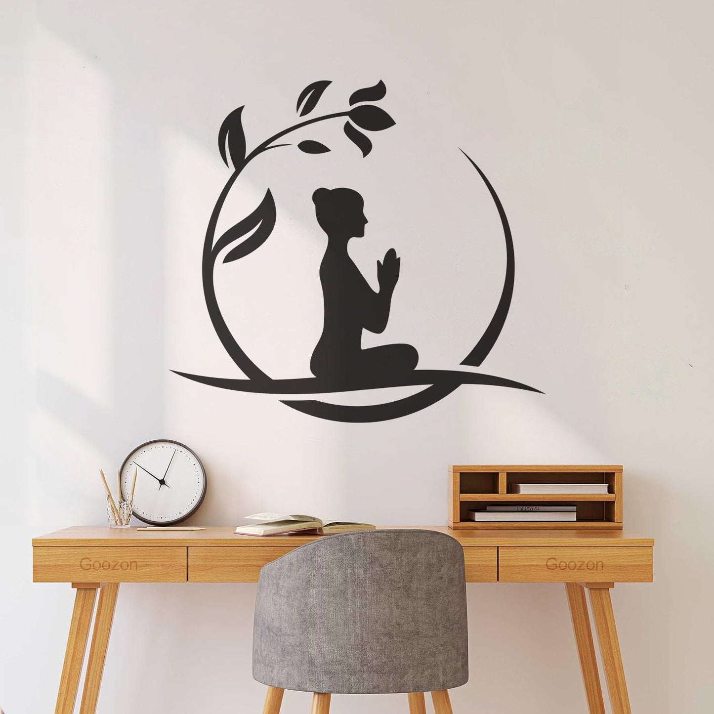 Lettering Stickers Yoga Relax Circle Flower Namaste Art Decoration