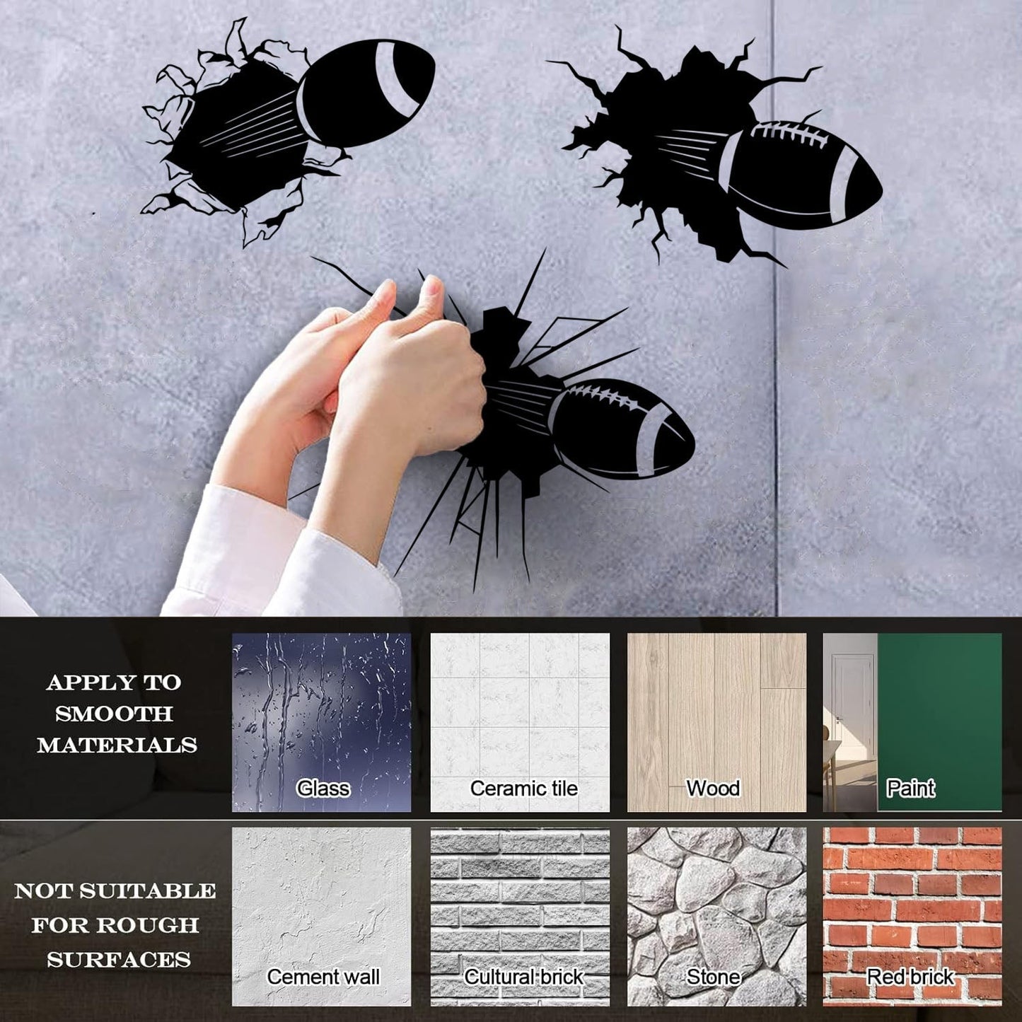 Wall Decals Ball Hit American Football Rugby Sport Window Decals