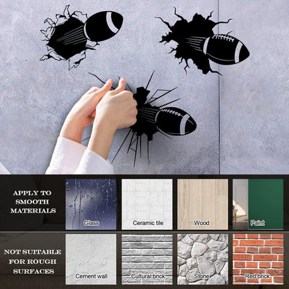 Wall Decals Ball Hit American Football Rugby Sport Window Decals