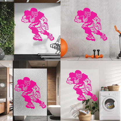 Vinyl Wall Decals Football Player Running Team Game Ball Sport Glass Stickers