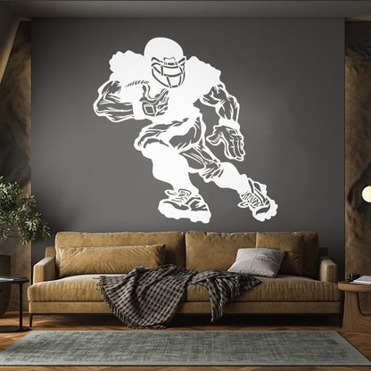 Vinyl Wall Decals Football Player Running Team Game Ball Sport Glass Stickers