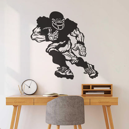 Vinyl Wall Decals Football Player Running Team Game Ball Sport Glass Stickers