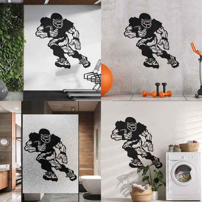 Vinyl Wall Decals Football Player Running Team Game Ball Sport Glass Stickers