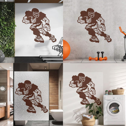Vinyl Wall Decals Football Player Running Team Game Ball Sport Glass Stickers