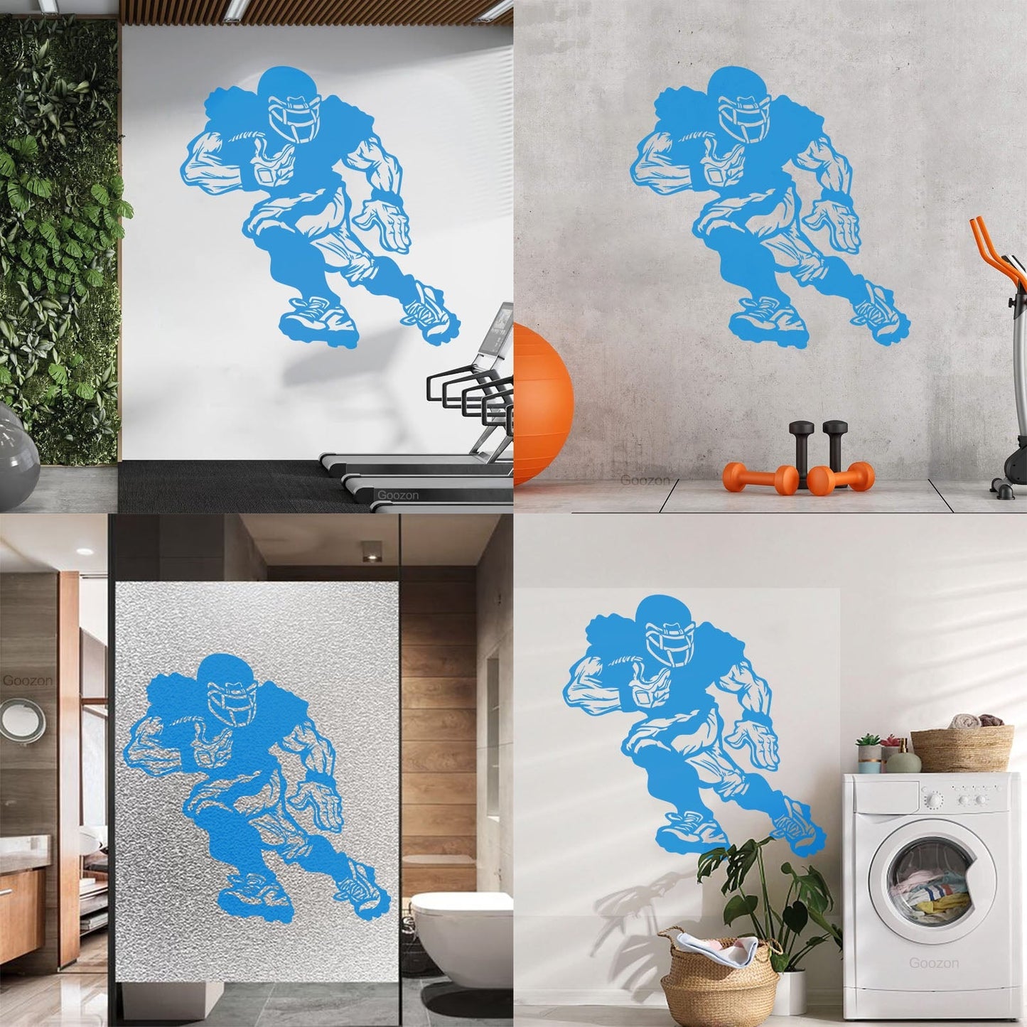 Vinyl Wall Decals Football Player Running Team Game Ball Sport Glass Stickers