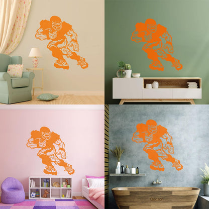 Vinyl Wall Decals Football Player Running Team Game Ball Sport Glass Stickers
