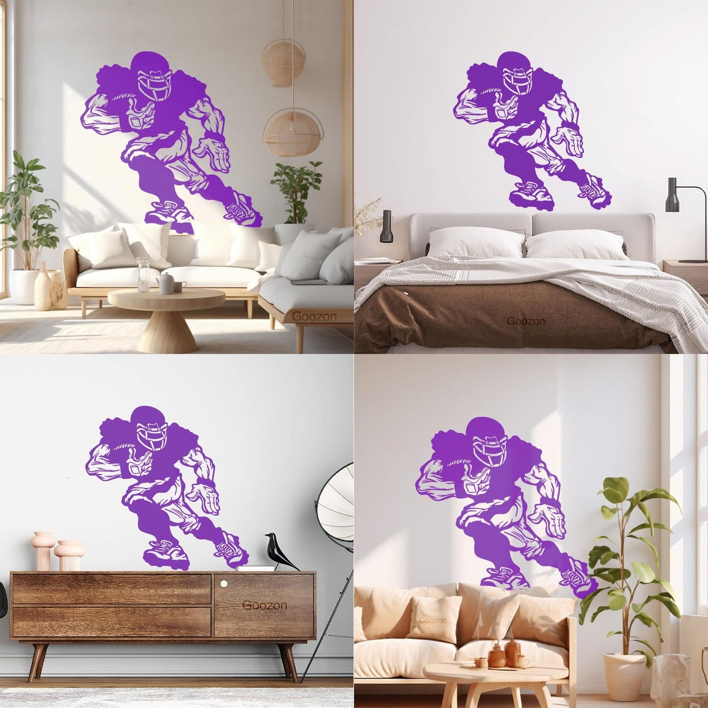 Vinyl Wall Decals Football Player Running Team Game Ball Sport Glass Stickers