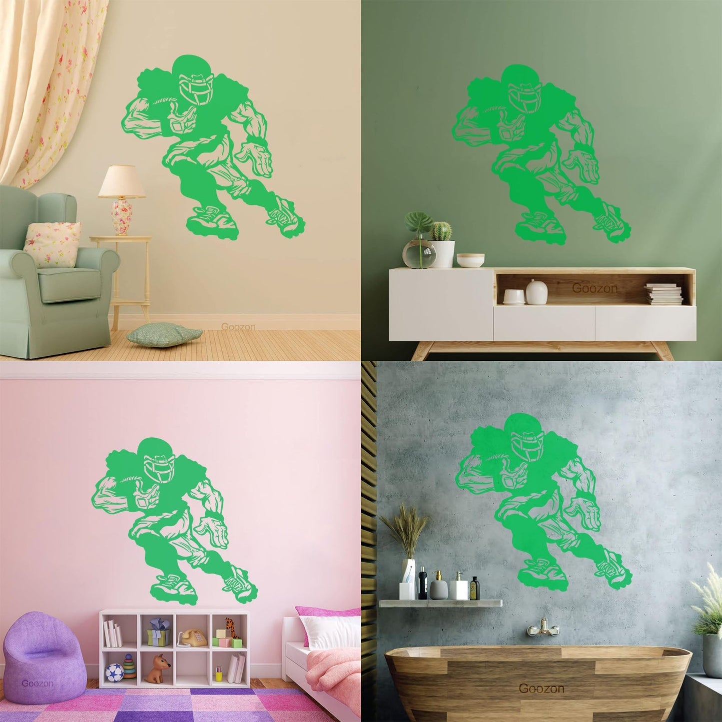 Vinyl Wall Decals Football Player Running Team Game Ball Sport Glass Stickers