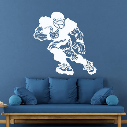 Vinyl Wall Decals Football Player Running Team Game Ball Sport Glass Stickers