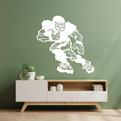 Vinyl Wall Decals Football Player Running Team Game Ball Sport Glass Stickers