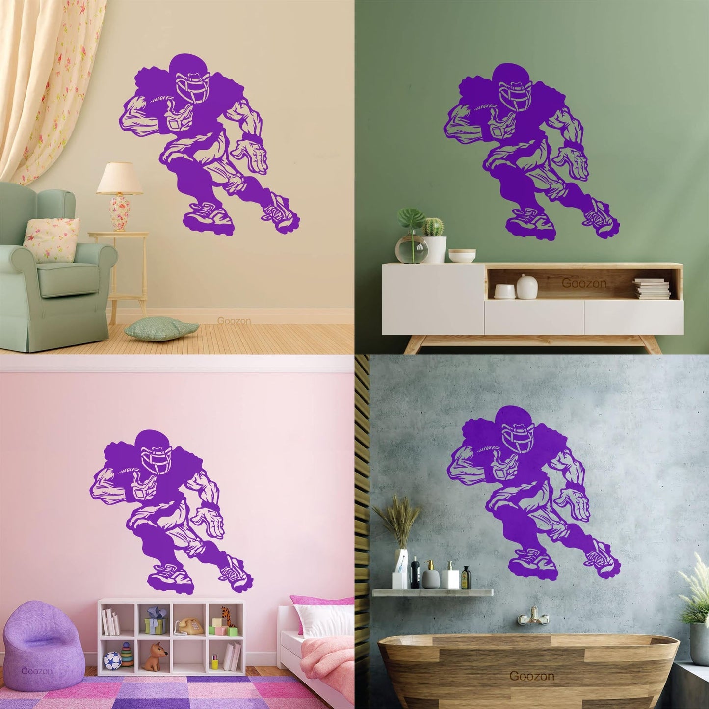 Vinyl Wall Decals Football Player Running Team Game Ball Sport Glass Stickers