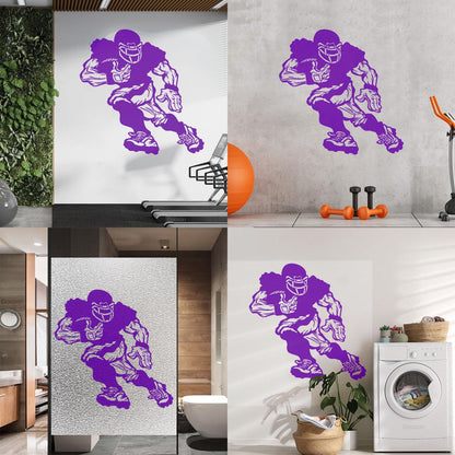 Vinyl Wall Decals Football Player Running Team Game Ball Sport Glass Stickers