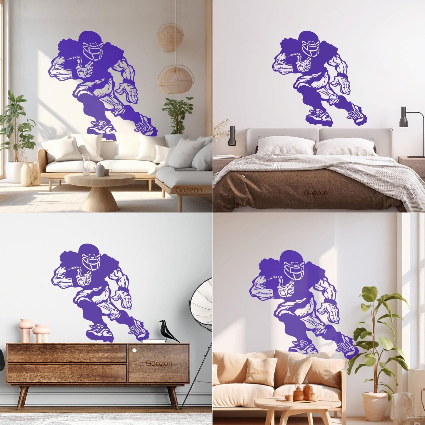 Vinyl Wall Decals Football Player Running Team Game Ball Sport Glass Stickers