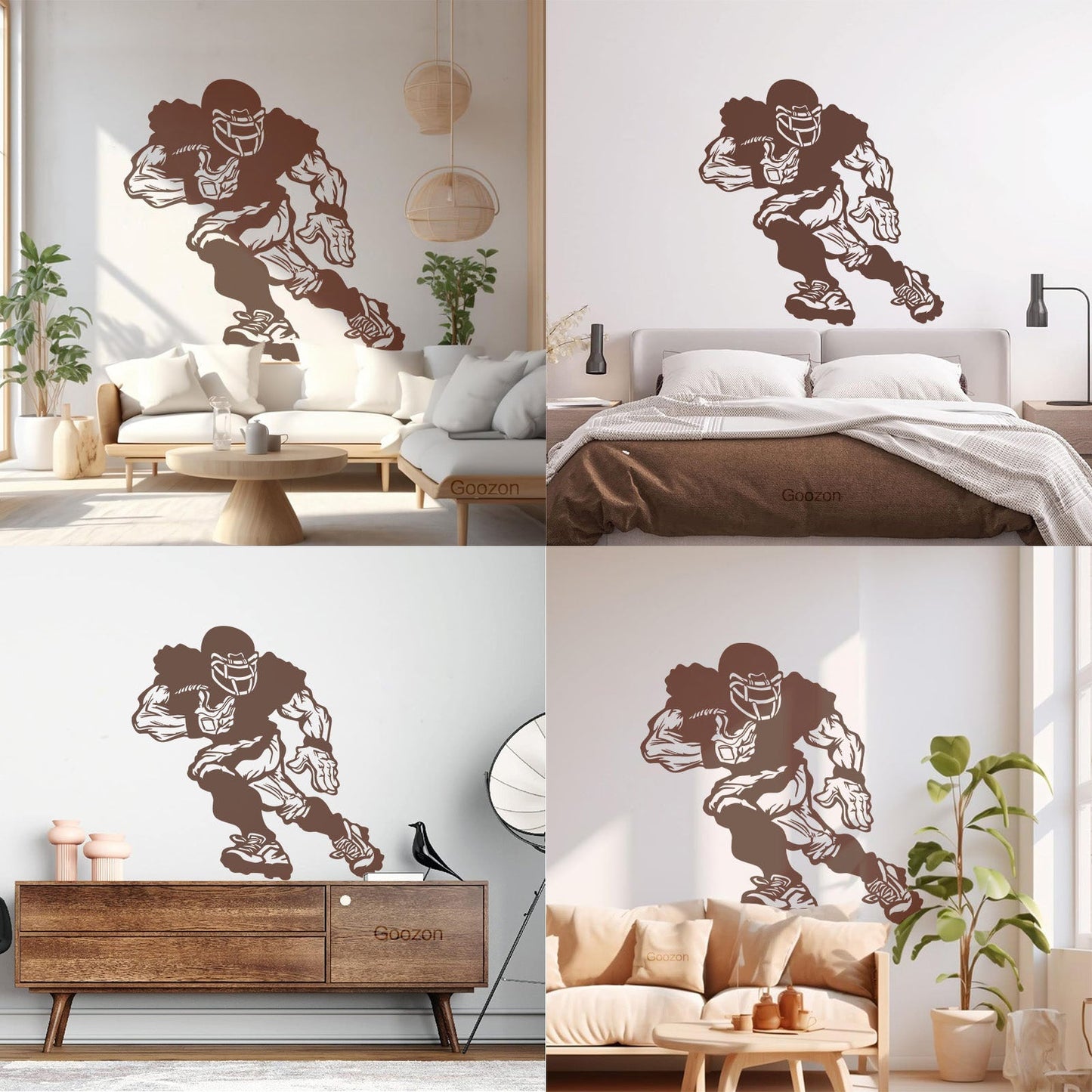 Vinyl Wall Decals Football Player Running Team Game Ball Sport Glass Stickers