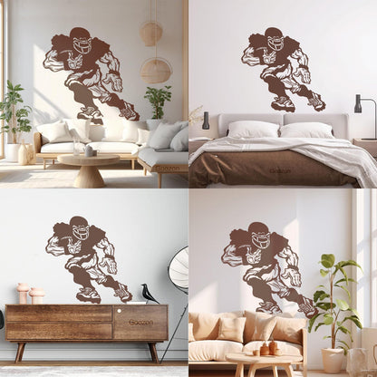 Vinyl Wall Decals Football Player Running Team Game Ball Sport Glass Stickers