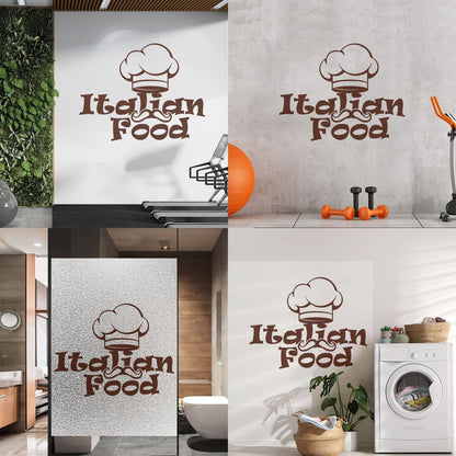 Engraving Decals Italian Food Lettering Pasta Chef'S Hat Kitchen Store Decoration