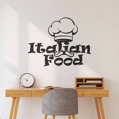 Engraving Decals Italian Food Lettering Pasta Chef'S Hat Kitchen Store Decoration