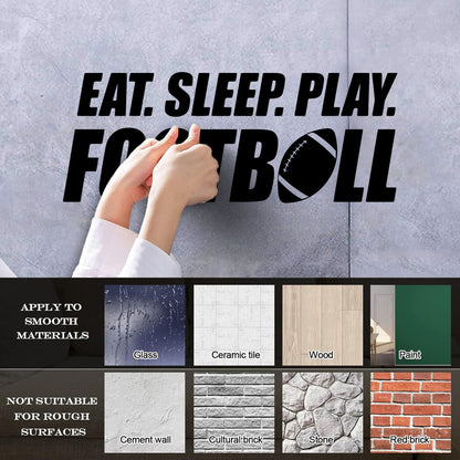 Wall Stickers Paster Paper Phrase Eat Sleep Play Football Team Game Sport Love Removable Without Leaving Glue