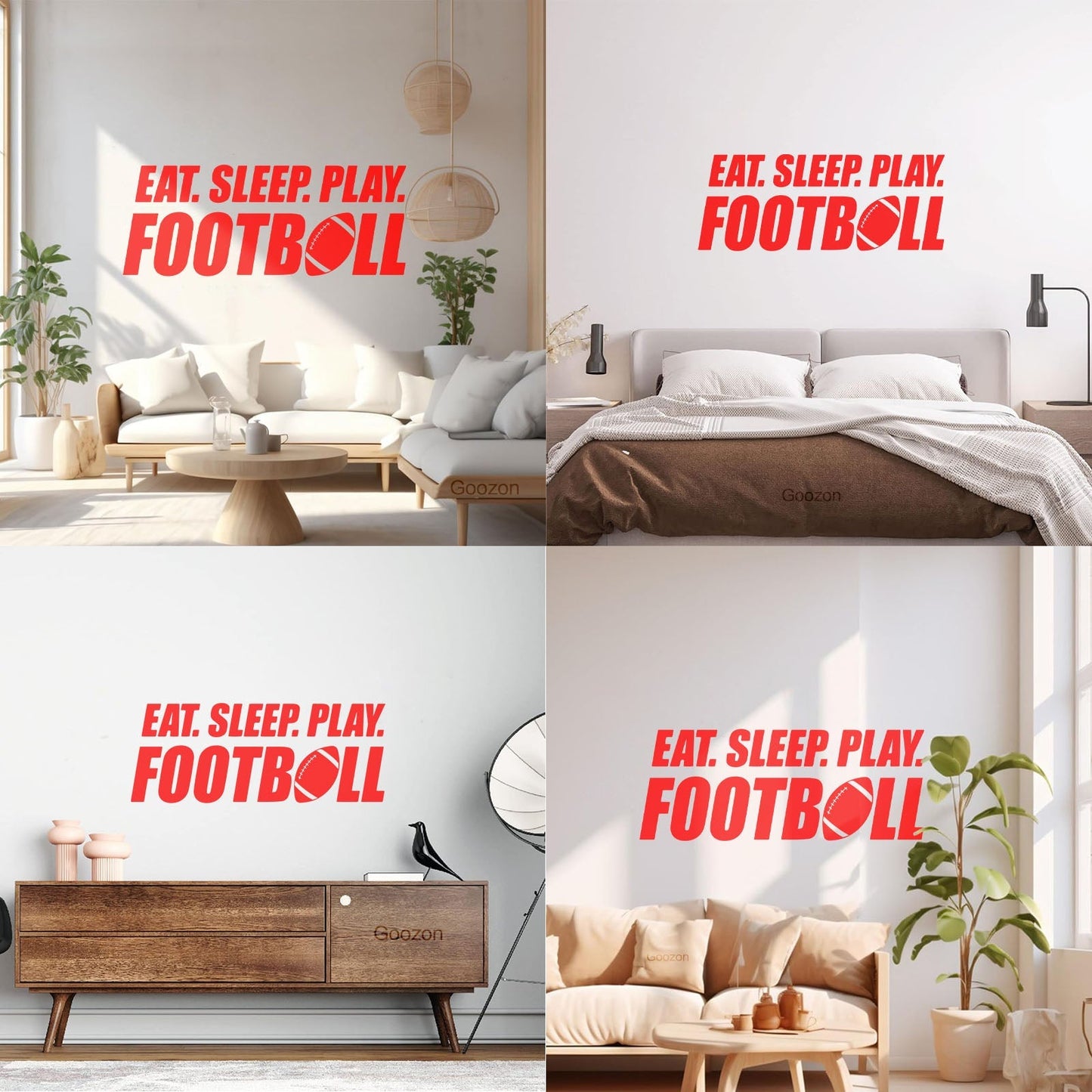 Wall Stickers Paster Paper Phrase Eat Sleep Play Football Team Game Sport Love Removable Without Leaving Glue