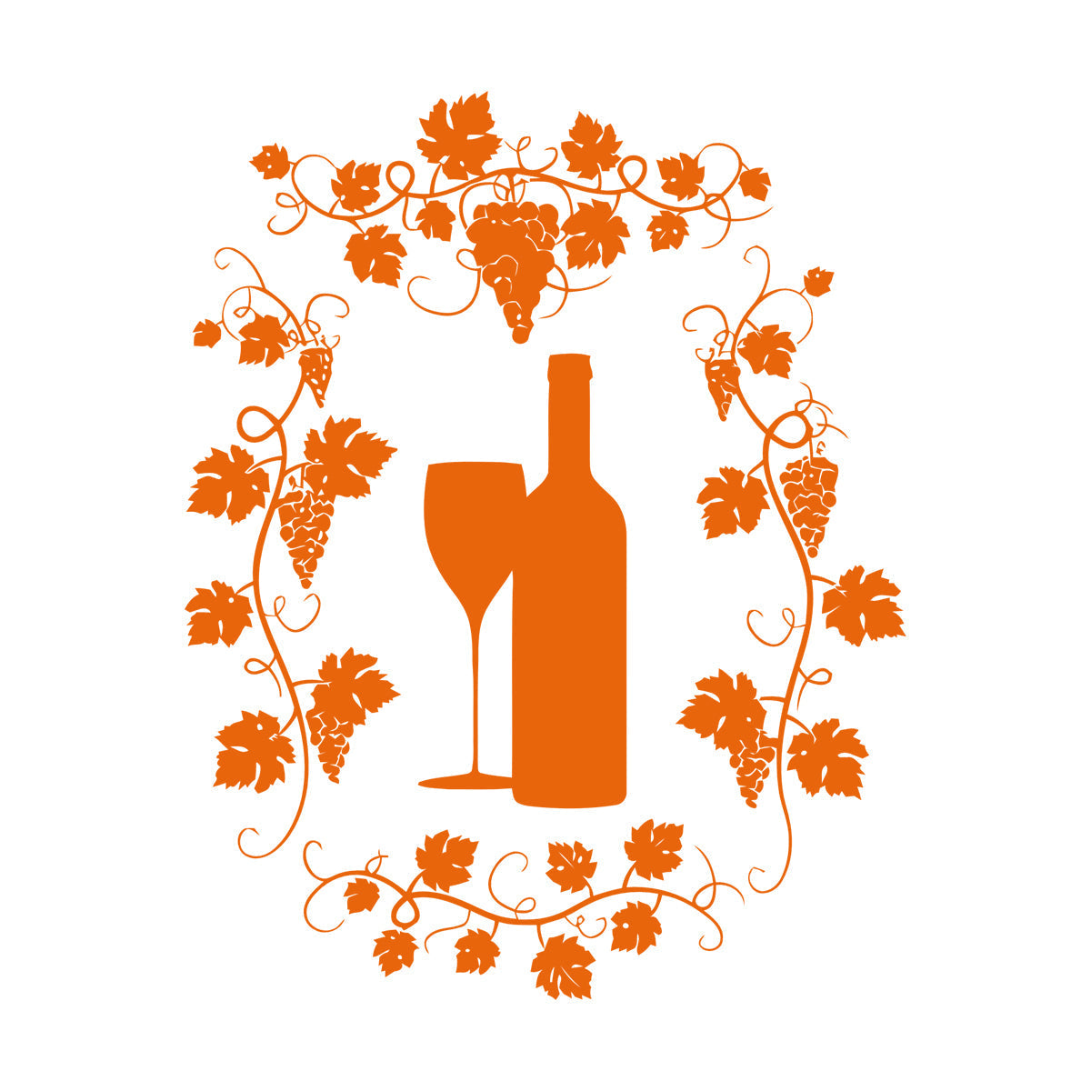 Wall Vinyl Sticker Decor Restaurant Grape Bunches Bottle Of Wine Glass Drink Self Adhesive