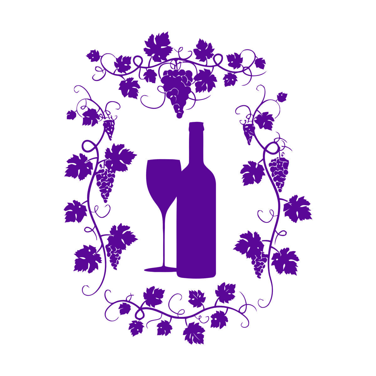 Wall Vinyl Sticker Decor Restaurant Grape Bunches Bottle Of Wine Glass Drink Self Adhesive