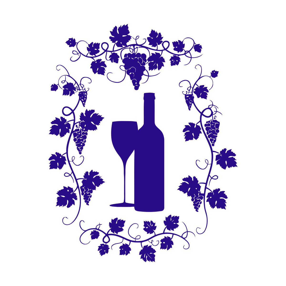 Wall Vinyl Sticker Decor Restaurant Grape Bunches Bottle Of Wine Glass Drink Self Adhesive