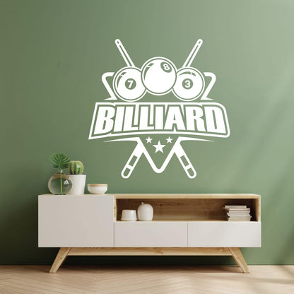 Vinyl Art Sticker Billiard Balls Lettering Cue Numbers Easy Installation