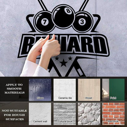 Vinyl Art Sticker Billiard Balls Lettering Cue Numbers Easy Installation